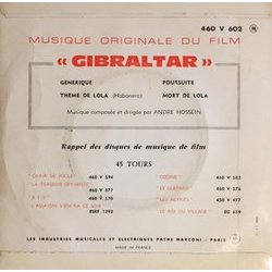 Gibraltar Ścieżka dźwiękowa (Andr Hossein) - Tylna strona okladki plyty CD