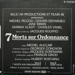 7 Morts sur Ordonnance Ścieżka dźwiękowa (Philippe Sarde) - Tylna strona okladki plyty CD