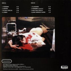 Tenebre Soundtrack (Massimo Morante, Fabio Pignatelli, Claudio Simonetti) - CD Back cover