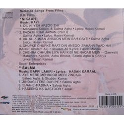 Nikaah / Salma Soundtrack (Various Artists, Hasan Kamaal, Bappi Lahiri,  Ravi) - CD Achterzijde