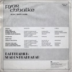 Pyar Chhalke Soundtrack (Bappi Lahiri, Sharon Prabhakar) - CD Back cover