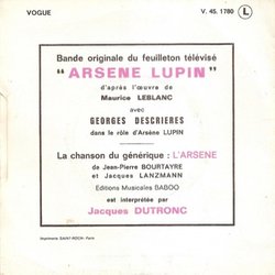 Arsne Lupin Soundtrack (Jean-Pierre Bourtayre, Jacques Dutronc) - CD Back cover