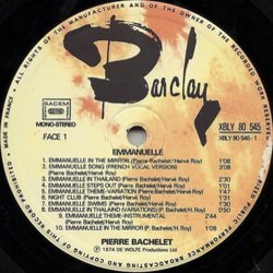 Emmanuelle サウンドトラック (Pierre Bachelet) - CDインレイ