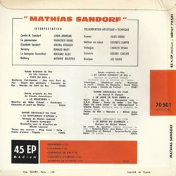 Mathias Sandorf Trilha sonora (Joe Hajos) - CD capa traseira