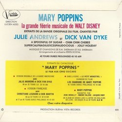 Mary Poppins Soundtrack (Irwin Kostal) - CD Back cover