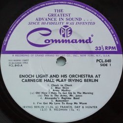 Enoch Light And His Orchestra At Carnegie Hall Play Irving Berlin サウンドトラック (Various Artists, Irving Berlin, Enoch Light) - CDインレイ