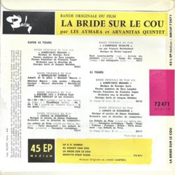 La Bride sur le Cou サウンドトラック (James Campbell) - CD裏表紙