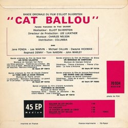 Cat Ballou Soundtrack (Various Artists, Frank De Vol) - CD Back cover