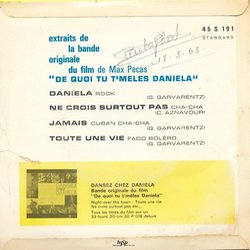 De Quoi tu te mles Daniela! Soundtrack (Charles Aznavour, Georges Garvarentz) - CD Back cover