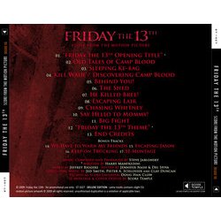 Friday the 13th Bande Originale (Steve Jablonsky) - CD Arrière