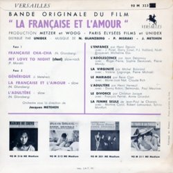 La Franaise et l'amour Trilha sonora (Norbert Glanzberg, Joseph Kosma, Jacques Mtehen, Paul Misraki) - CD capa traseira