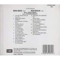 Bhai-Bhai / Man-Mauji Soundtrack (Various Artists, Rajinder Krishan, Madan Mohan) - CD-Rückdeckel