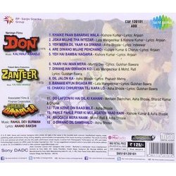 Don / Zanjeer / The Great Gambler Ścieżka dźwiękowa (Anjaan , Indeevar , Kalyanji Anandji, Various Artists, Anand Bakshi, Rahul Dev Burman) - Tylna strona okladki plyty CD