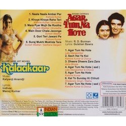Kalaakaar / Agar Tum Na Hote Soundtrack (Indeevar , Kalyanji Anandji, Various Artists, Gulshan Bawra, Rahul Dev Burman, Manoj Kumar) - CD Achterzijde