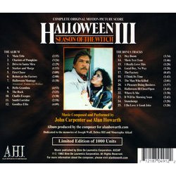 Halloween III: Season of the Witch Soundtrack (John Carpenter, Alan Howarth) - CD Achterzijde