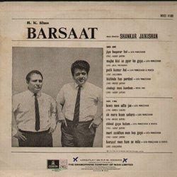 Barsaat Ścieżka dźwiękowa (Mukesh , Shankar Jaikishan, Hasrat Jaipuri, Lata Mangeshkar, Mohammed Rafi, Shailey Shailendra) - Tylna strona okladki plyty CD