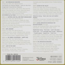 Bert Brecht/ Kurt Weill: The Complete Recordings Soundtrack (Bertolt Brecht, Kurt Weill) - CD Back cover