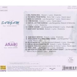 Sangam / Anari Ścieżka dźwiękowa (Various Artists, Shankar Jaikishan, Hasrat Jaipuri, Shailey Shailendra) - Tylna strona okladki plyty CD