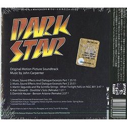 Dark Star Ścieżka dźwiękowa (Various Artists, John Carpenter, Alan Howarth) - Tylna strona okladki plyty CD