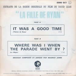 La Fille de Ryan Soundtrack (Maurice Jarre) - CD Back cover