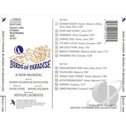 Birds of Paradise Colonna sonora (David Evans, Winnie Holzman) - Copertina posteriore CD