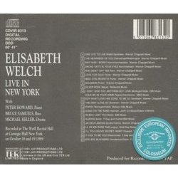Live In New York - Elisabeth Welch Ścieżka dźwiękowa (Various Artists, Elisabeth Welch) - Tylna strona okladki plyty CD