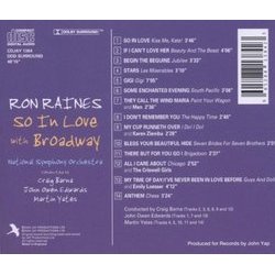 So In Love With Broadway - Ron Raines Ścieżka dźwiękowa (Various Artists, Ron Raines) - Tylna strona okladki plyty CD