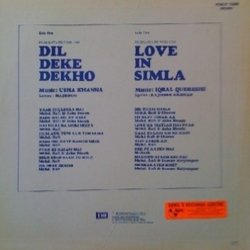 Love in Simla / Dil Deke Dekho Ścieżka dźwiękowa (Various Artists, Usha Khanna, Rajinder Krishan, Iqbal Qureshi, Majrooh Sultanpuri) - Tylna strona okladki plyty CD