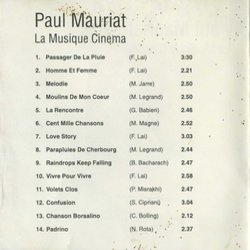 Paul Mauriat ‎ La Musique Cinema Ścieżka dźwiękowa (Various Artists, Paul Mauriat) - Tylna strona okladki plyty CD
