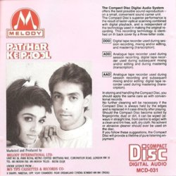 Patthar Ke Phool Soundtrack (Raamlaxman , Various Artists, Dev Kohli, Ravinder Rawal) - CD Back cover