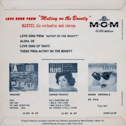 Love Song From Mutiny On The Bounty Soundtrack (Manuel, His Orchestra And Chorus, Bronislau Kaper) - CD Back cover
