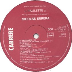 Paulette, La Pauvre Petite Milliardaire サウンドトラック (Nicolas Errra) - CDインレイ