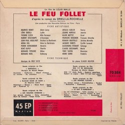 Le Feu Follet Soundtrack (Erik Satie) - CD Trasero