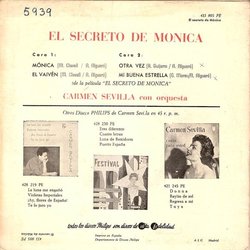 Carmen Sevilla Canta Temas De El Secreto De Monica Colonna sonora (Augusto Alguer) - Copertina posteriore CD