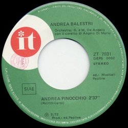 Storia Di Pinocchio, Geppetto / Andrea Pinocchio Bande Originale (Andrea Balestri, Guido De Angelis, Maurizio De Angelis, Nino Manfredi) - cd-inlay