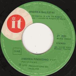 Storia Di Pinocchio, Geppetto / Andrea Pinocchio Soundtrack (Andrea Balestri, Guido De Angelis, Maurizio De Angelis, Nino Manfredi) - CD-Inlay