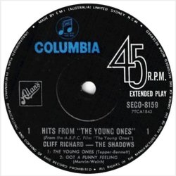 Hits From The Young Ones サウンドトラック (Stanley Black, Ronald Cass, Cliff Richard, The Shadows) - CDインレイ