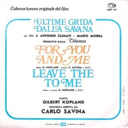 Ultime Grida dalla Savana Trilha sonora (Carlo Savina) - CD capa traseira
