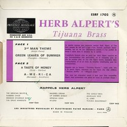 The Third Man Theme Soundtrack (Herb Alpert and the Tijuana Brass, Anton Karas) - CD Back cover