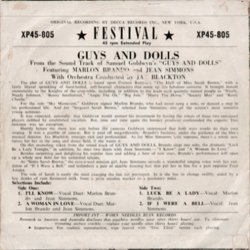 Guys and Dolls Ścieżka dźwiękowa (Marlon Brando, Frank Loesser, Jean Simmons) - Tylna strona okladki plyty CD