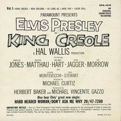 King Creole Vol.1 Soundtrack (Elvis Presley, Walter Scharf) - CD Back cover