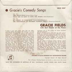 Gracie's Comedy Songs - Gracie Fields Ścieżka dźwiękowa (Various Artists, Gracie Fields) - Tylna strona okladki plyty CD