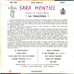 La Violetera Soundtrack (Sara Montiel, Juan Quintero) - CD Back cover