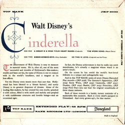 Walt Disney's Cinderella Soundtrack (Paul J. Smith, Oliver Wallace) - CD Back cover