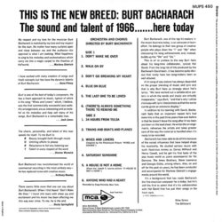 Hit Maker! Burt Bacharach plays the Burt Bacharach Hits サウンドトラック (Burt Bacharach) - CD裏表紙