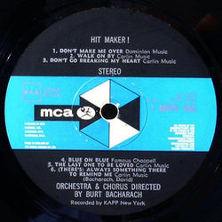 Hit Maker! Burt Bacharach plays the Burt Bacharach Hits サウンドトラック (Burt Bacharach) - CDインレイ