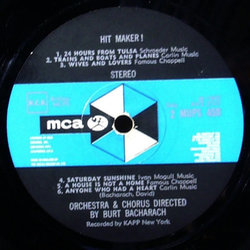 Hit Maker! Burt Bacharach plays the Burt Bacharach Hits サウンドトラック (Burt Bacharach) - CDインレイ