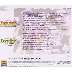 Daag / Devdas Ścieżka dźwiękowa (Various Artists, Sachin Dev Burman, Shankar Jaikishan, Hasrat Jaipuri, Sahir Ludhianvi, Shailey Shailendra) - Tylna strona okladki plyty CD