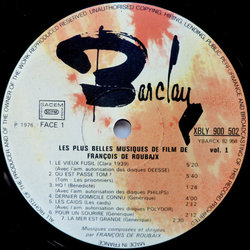 Les Plus Belles Musiques de Films de Franois de Roubaix - vol 1 サウンドトラック (Franois de Roubaix) - CDインレイ