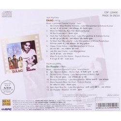 Daag / Do Raaste Soundtrack (Various Artists, Anand Bakshi, Sahir Ludhianvi, Laxmikant Pyarelal) - CD Back cover